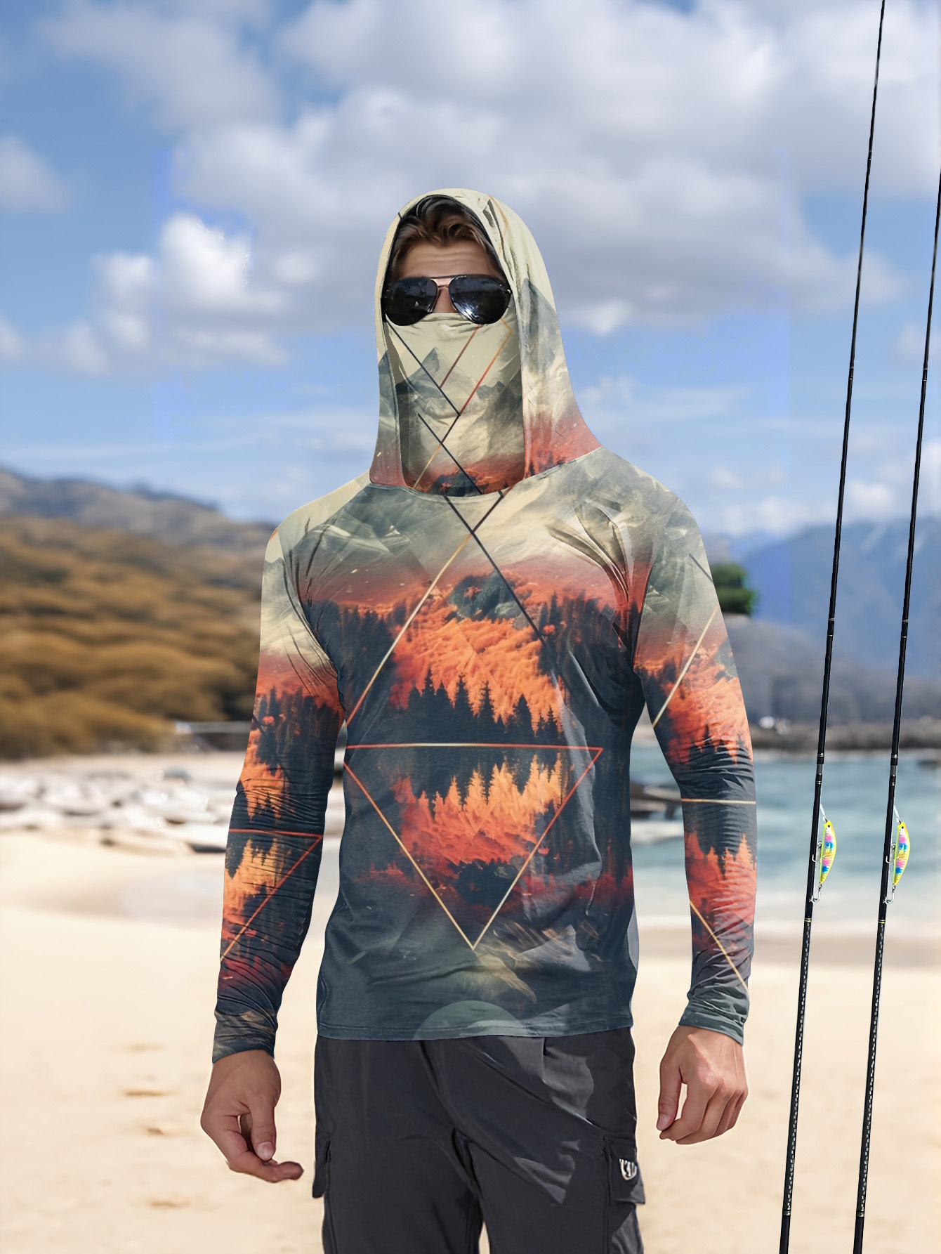 Outdoor Men's Fishing Hoodie B - đánh giá và giá 3D Printing Mask
